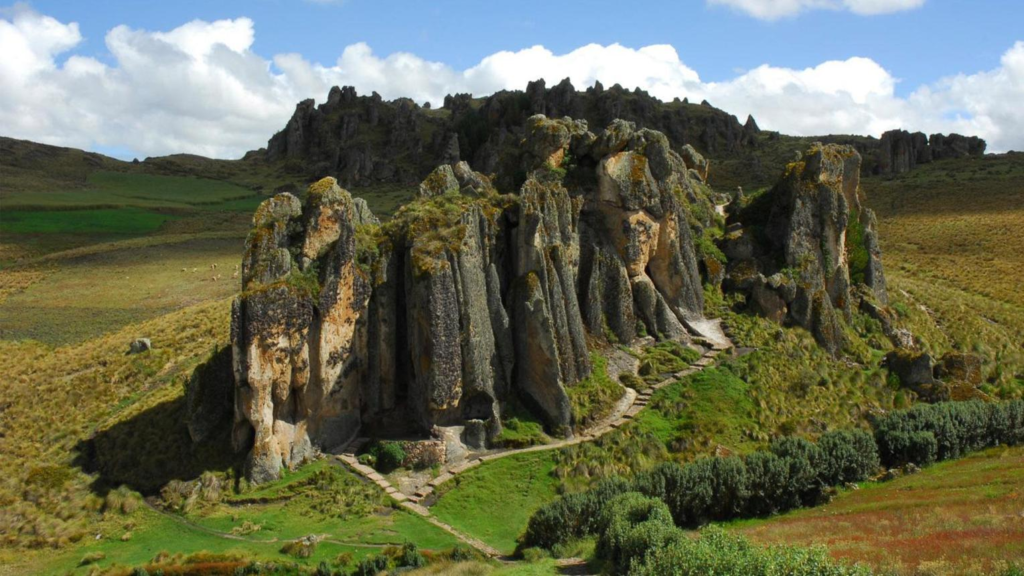 Ancient Cumbemayo stone channels near Cajamarca Peru.