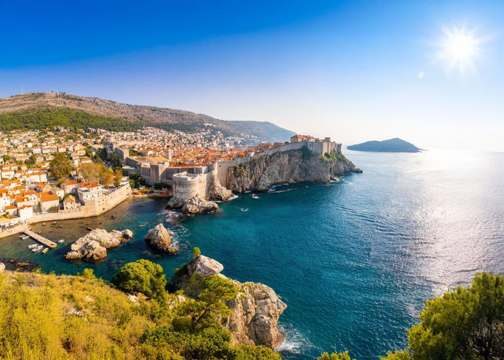 Adriatic Sea coastline near Dubrovnik Croatia.