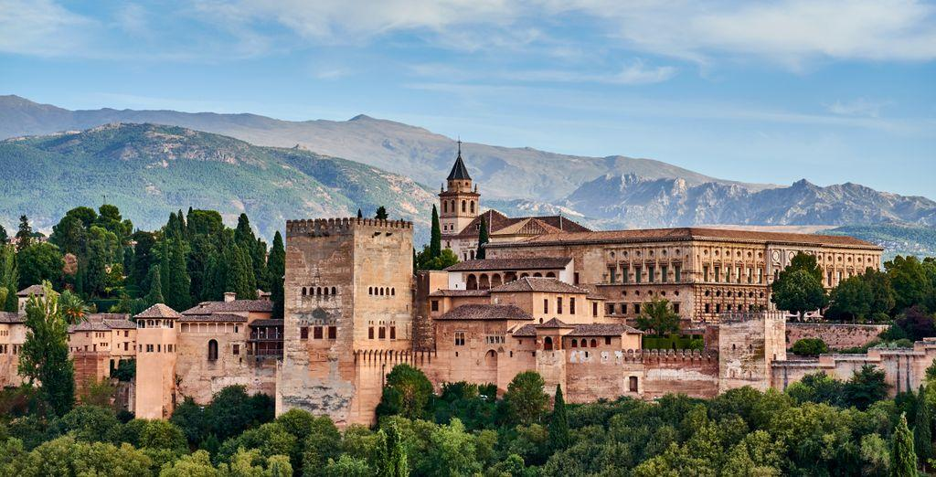 Alhambra palace overlooking Granada Spain.