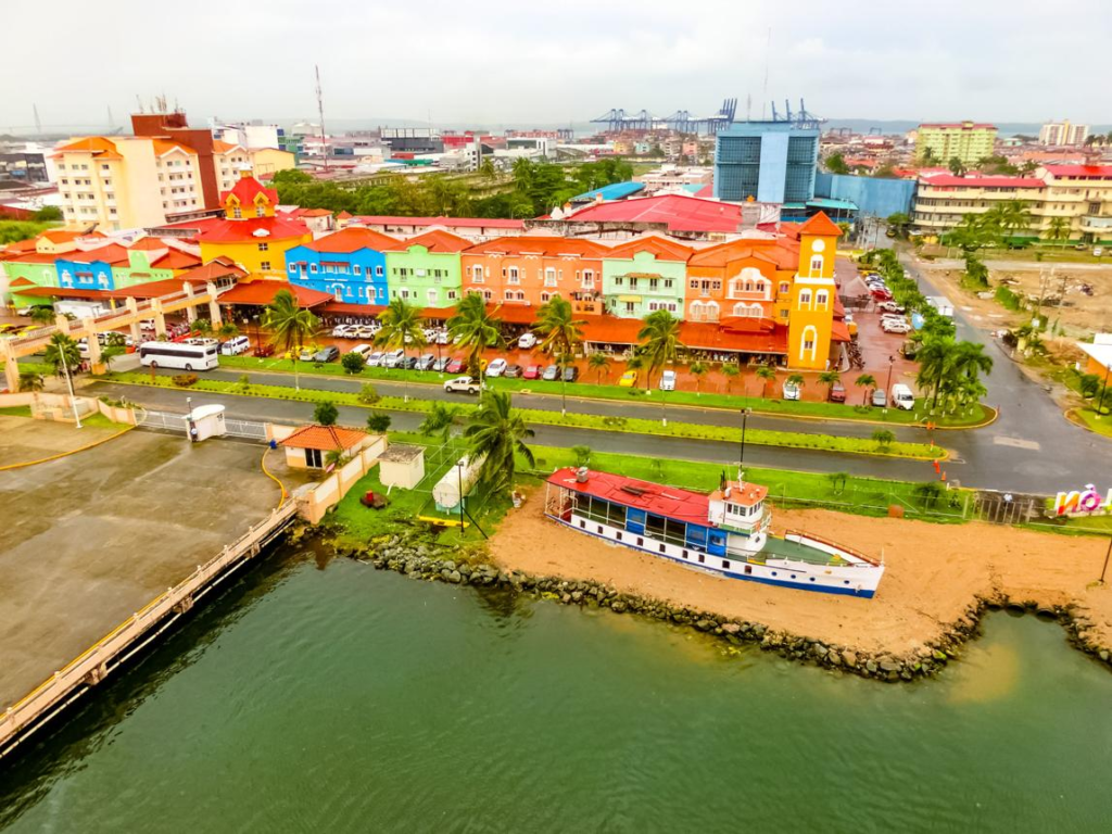Caribbean coastline and waterfront scenery in Colón Panama.