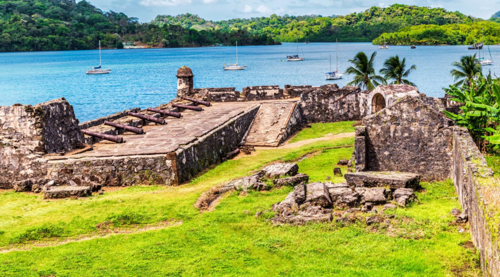 Historic fort and coastline near Portobelo Panama.