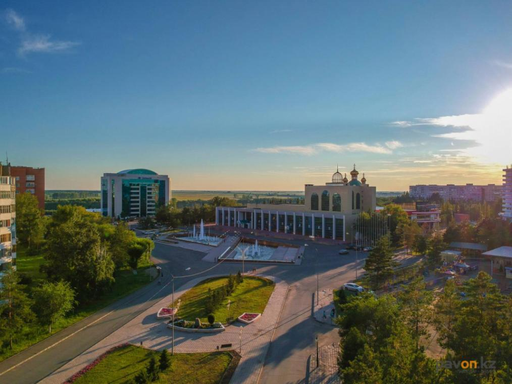 Urban streets and buildings in Pavlodar Kazakhstan.
