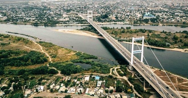 Irtysh River and city views in Semey Kazakhstan.