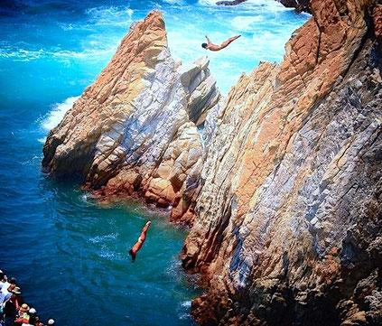 Cliff divers at La Quebrada in Acapulco Mexico.