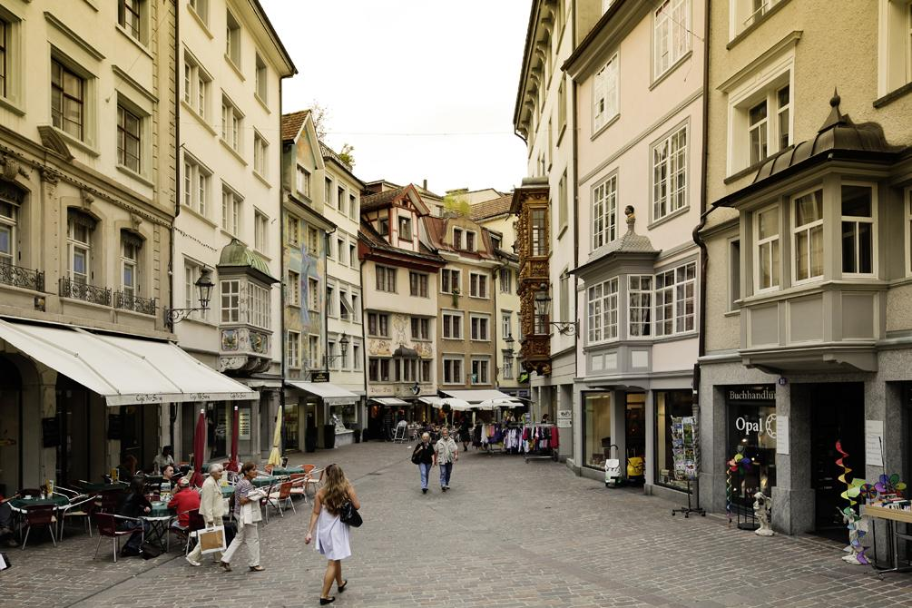Historic streets in St. Gallen Switzerland.