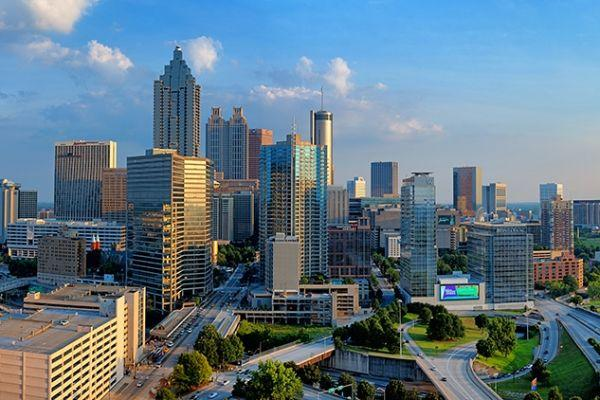 Downtown Atlanta skyline in Georgia USA.