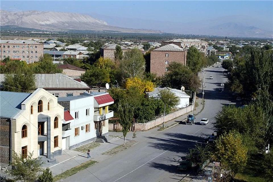 Streets and buildings in Masis Armenia.