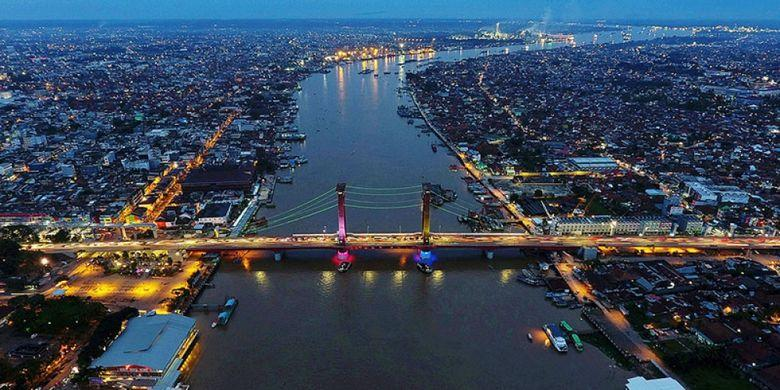 Palembang urban landscape in South Sumatra Indonesia.
