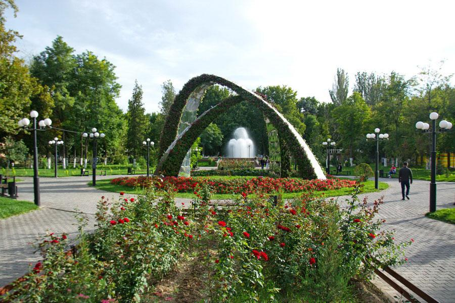 Urban park and city scenery in Shymkent Kazakhstan.