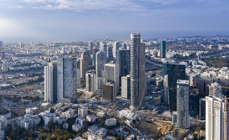 Urban skyline of Ramat Gan Israel.