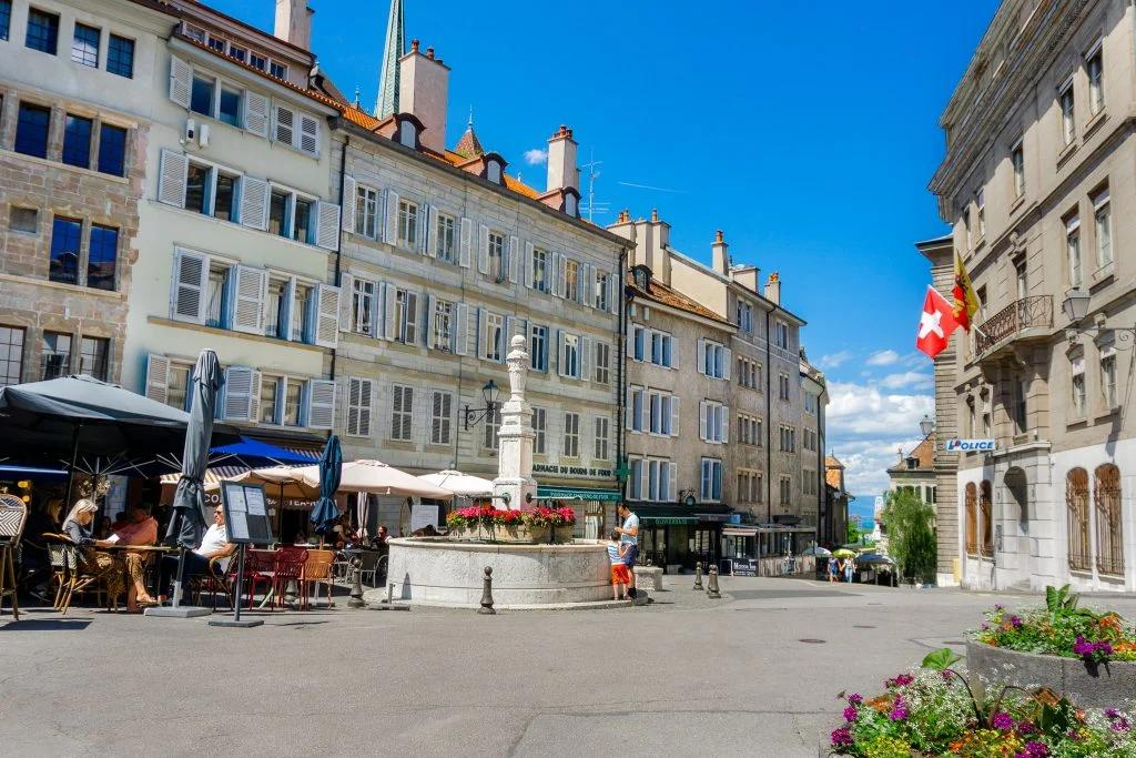 Historic streets in Geneva Old Town Switzerland
