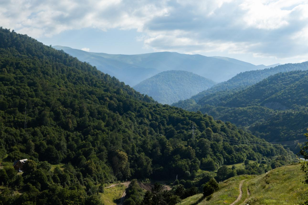 Forest-covered mountains surrounding Dilijan Armenia.