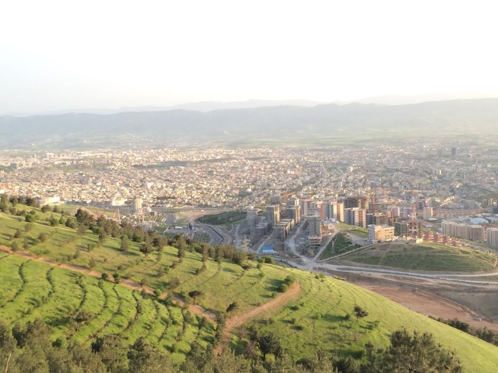 Mountain landscape overlooking Sulaymaniyah Iraq.