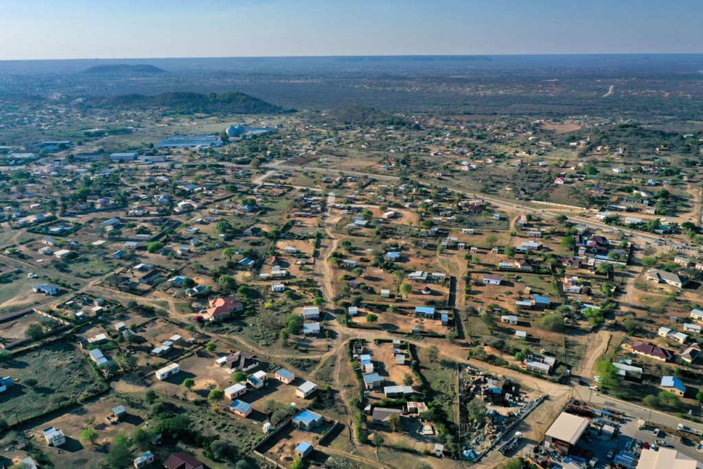Visitors exploring Khama Rhino Sanctuary near Serowe, Botswana, with wildlife and natural scenery.