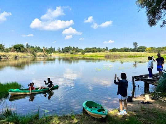 Visitors enjoying outdoor and nature activities at Thune Dam near Mahalapye, Botswana.