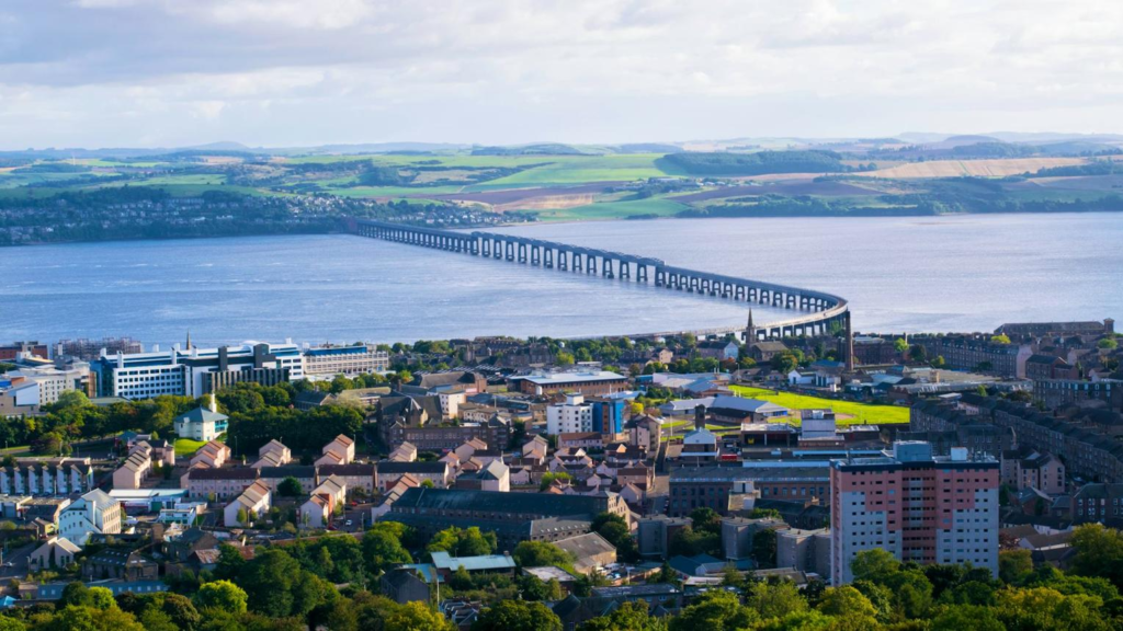 The Tay Rail Bridge in Dundee, Scotland, a landmark representing the city’s historical and cultural identity.