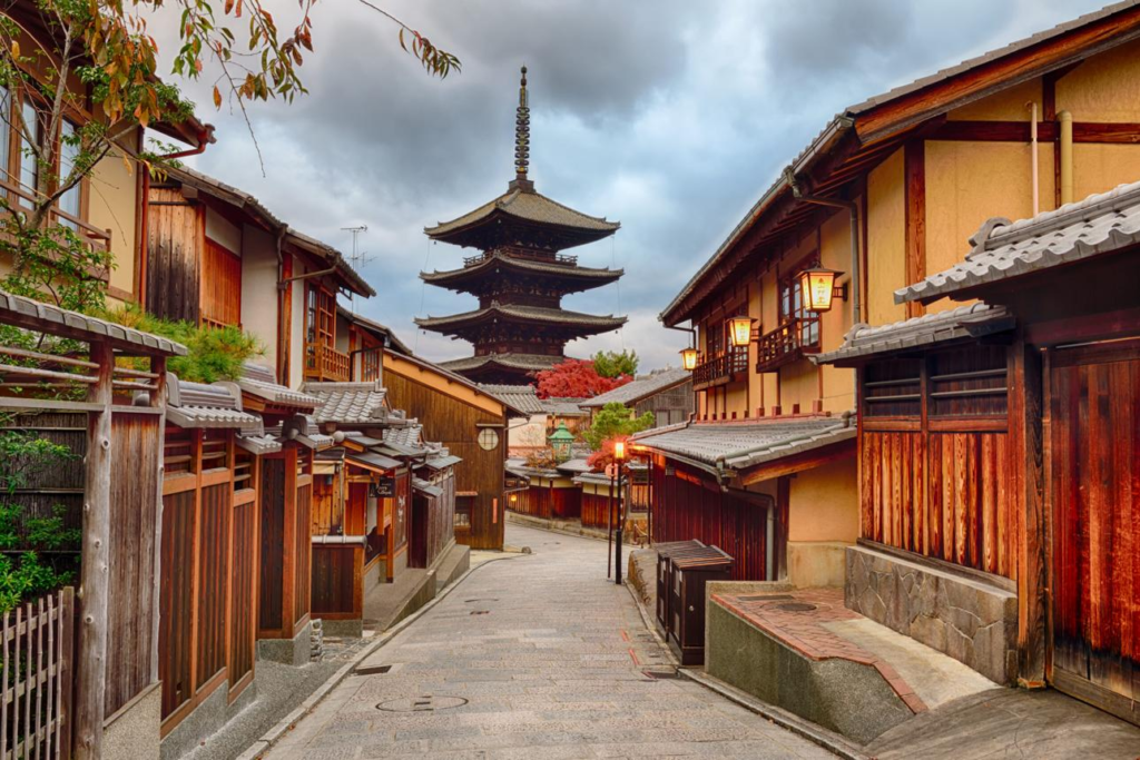 Historic temples and streets in Kyoto