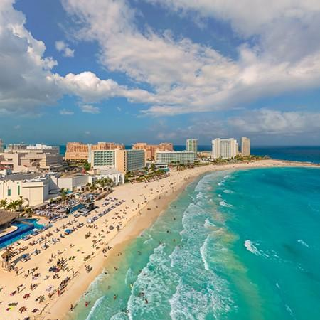Cancun beaches and tourist areas