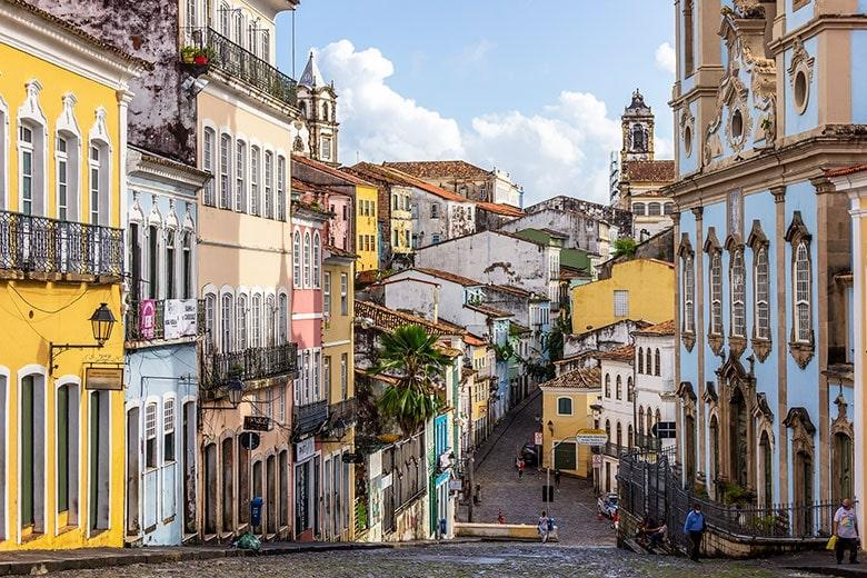 Historic streets colonial architecture Salvador Brazil
