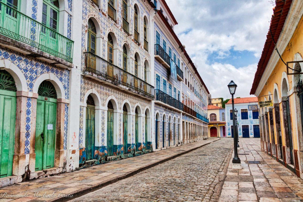 Historic streets Sao Luis Brazil colonial architecture