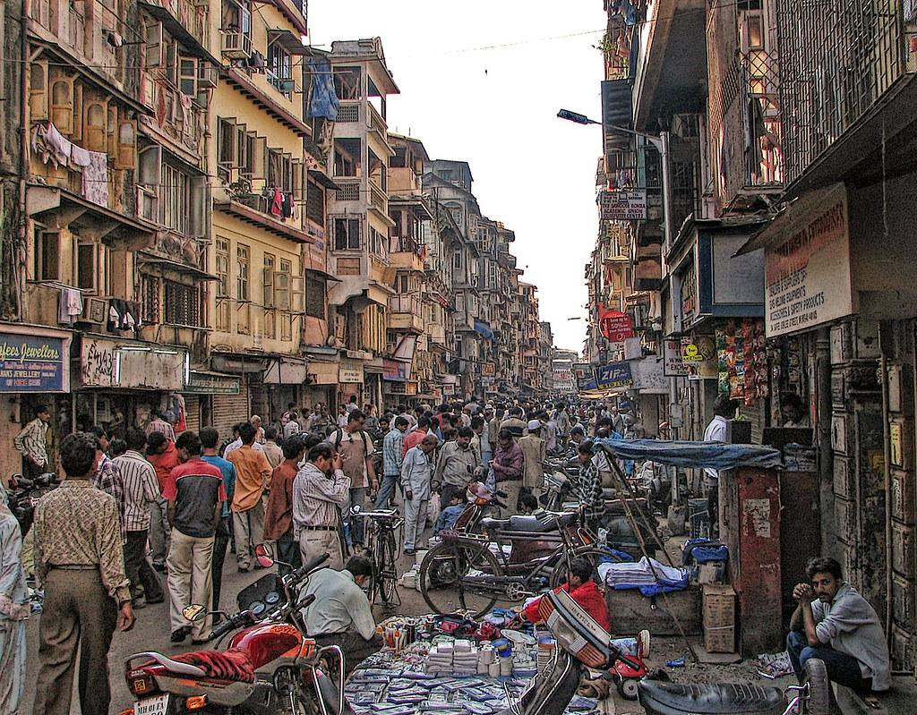 Historic streets markets Mumbai India