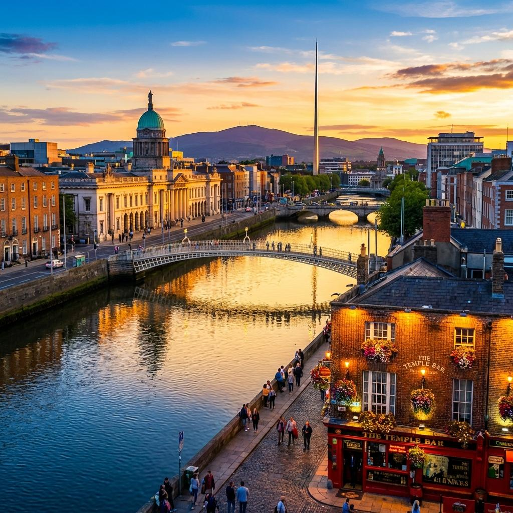 Historic Temple Bar district in Dublin, Ireland.