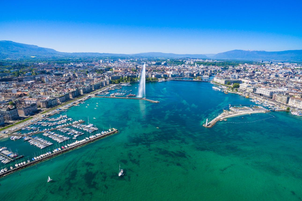 Lake Geneva with mountains in the background