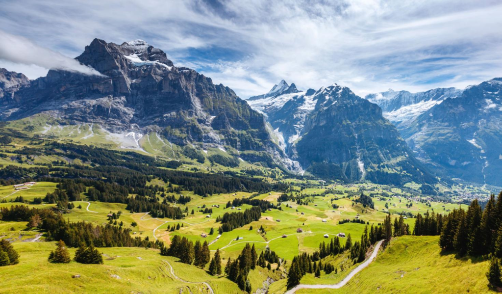 Snow-capped peaks of the Swiss Alps
