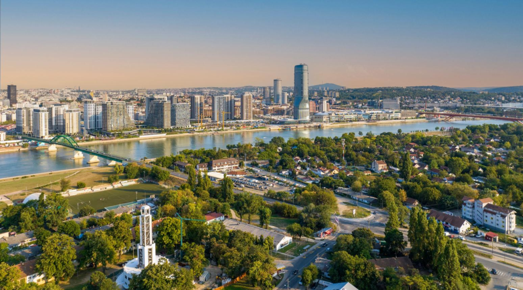 Panoramic view of Belgrade, the capital of Serbia.