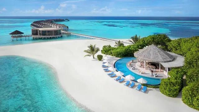 Overwater villas at a luxury resort in the Maldives.