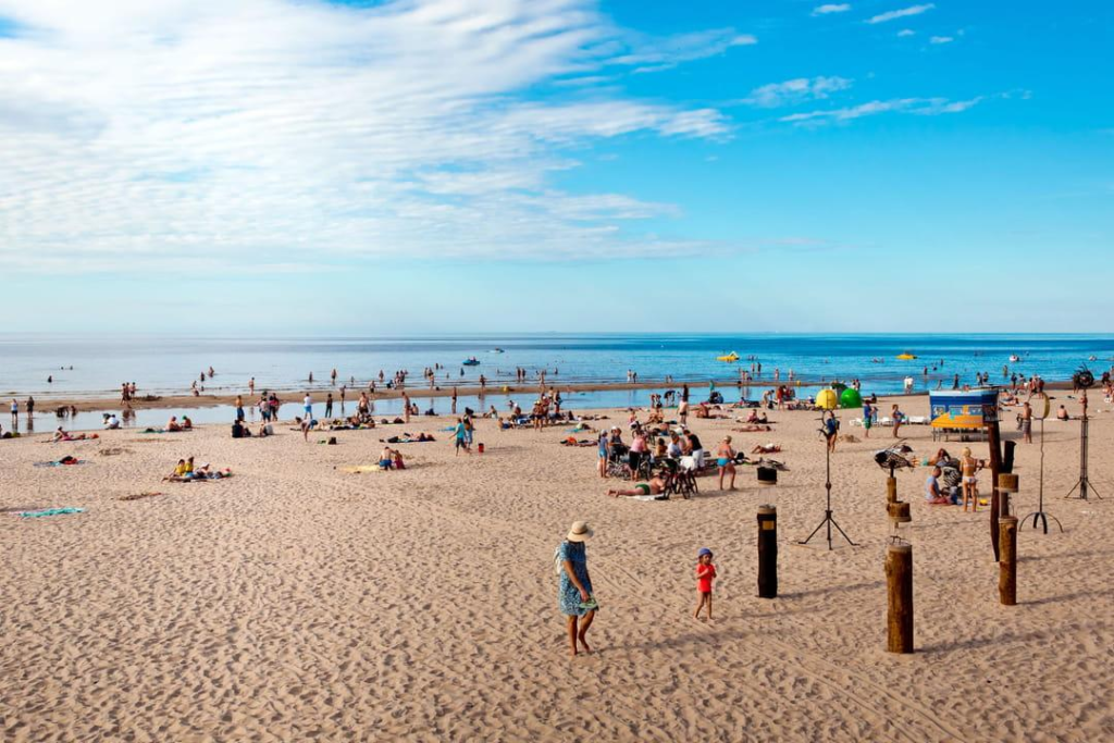 Sandy beach with turquoise water at Jurmala, Latvia.