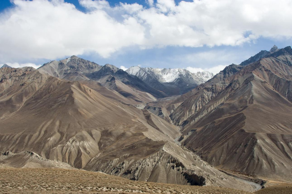 Snow-capped Pamir Mountains in eastern Tajikistan.