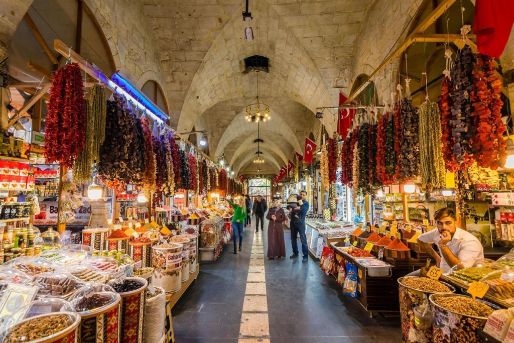 Busy traditional bazaar streets in Gaziantep