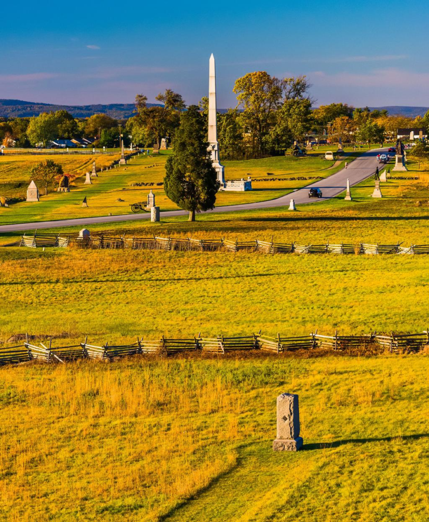 Historic landscape at Gettysburg National Military Park Pennsylvania.