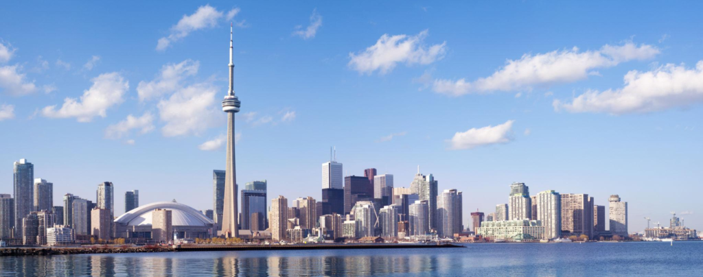 Toronto skyline with CN Tower in Ontario Canada.