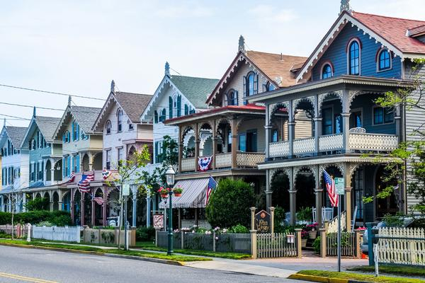 Historic Victorian houses in Cape May New Jersey.