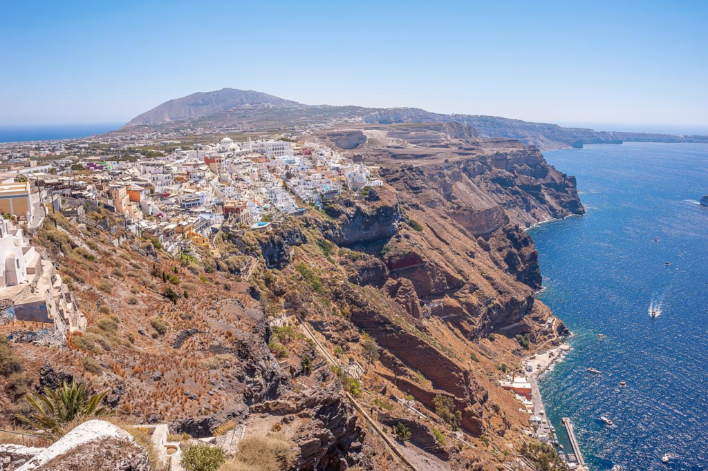 Santorini volcanic island landscape in Greece.