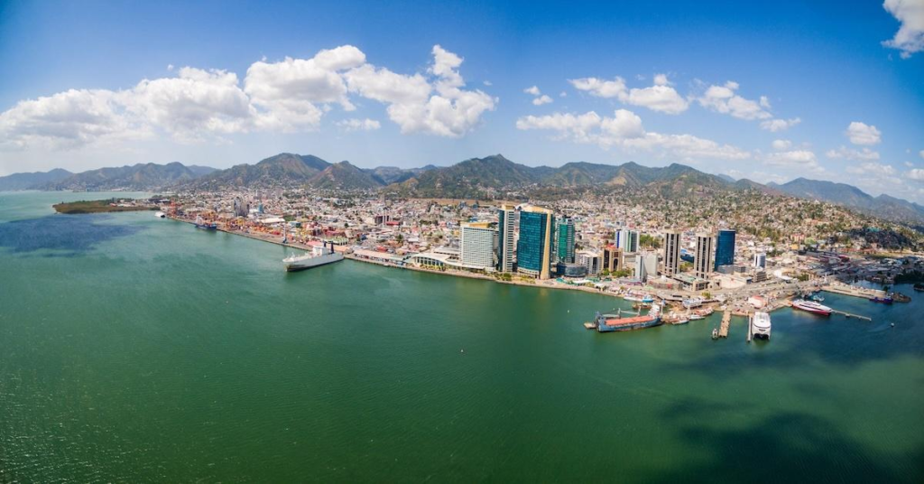 Port of Spain city skyline in Trinidad and Tobago.