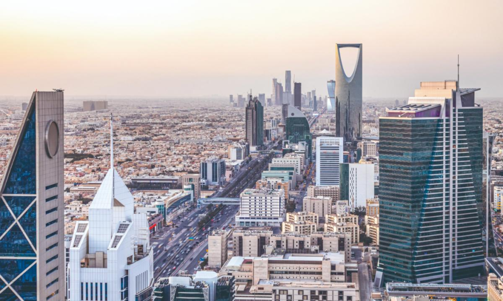 Modern skyline of Riyadh, Saudi Arabia.