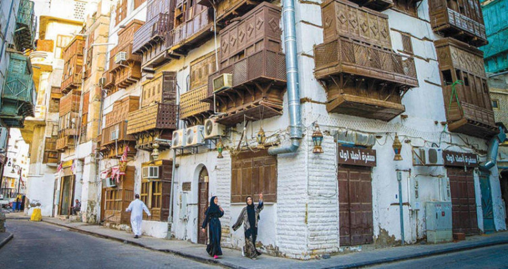 Historic Al-Balad district in Jeddah, Saudi Arabia.