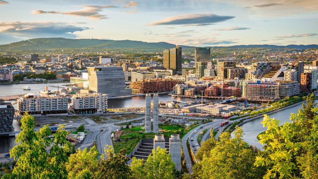 Oslo city skyline beside the fjord in Norway.