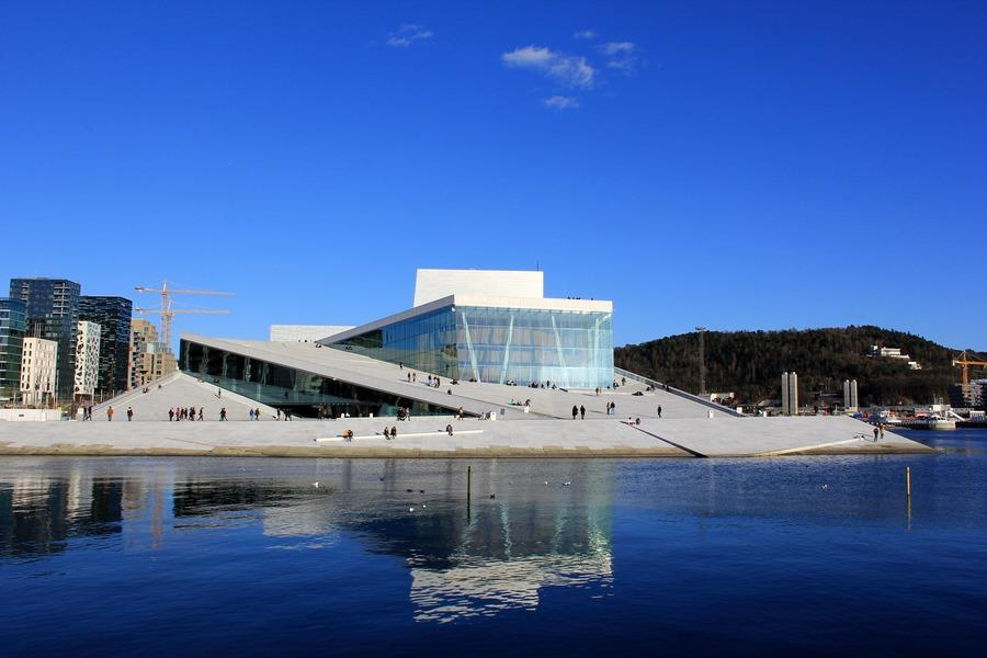 Oslo Opera House waterfront building in Norway.