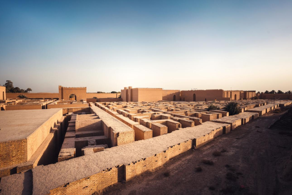 Ancient Babylon archaeological ruins in Iraq.