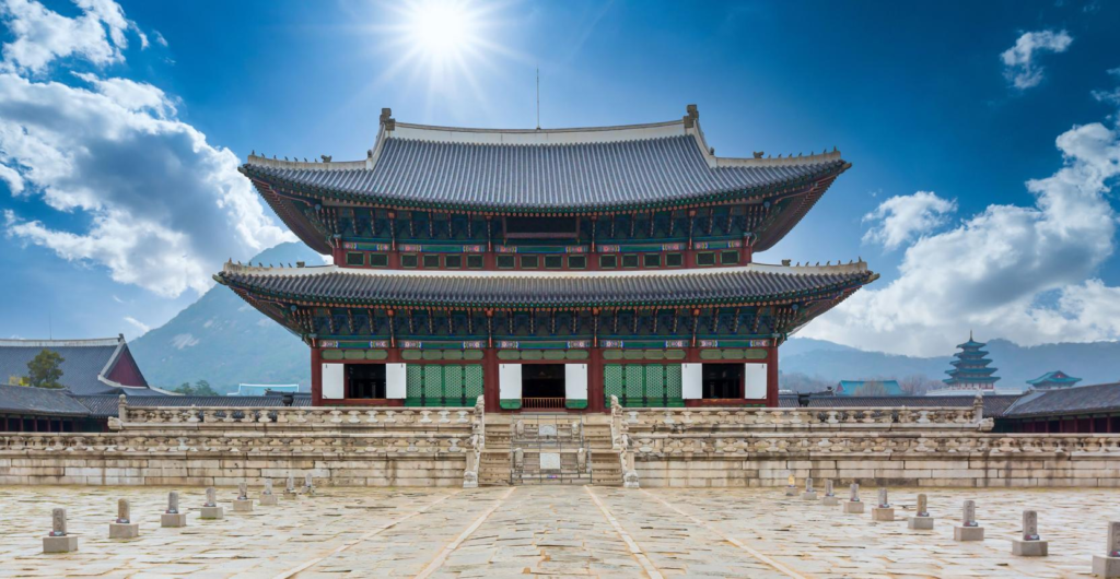 Gyeongbokgung Palace historic landmark in Seoul, South Korea.